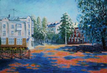 Summer street before sunset (Painting For Christmas). Polischuk Olga