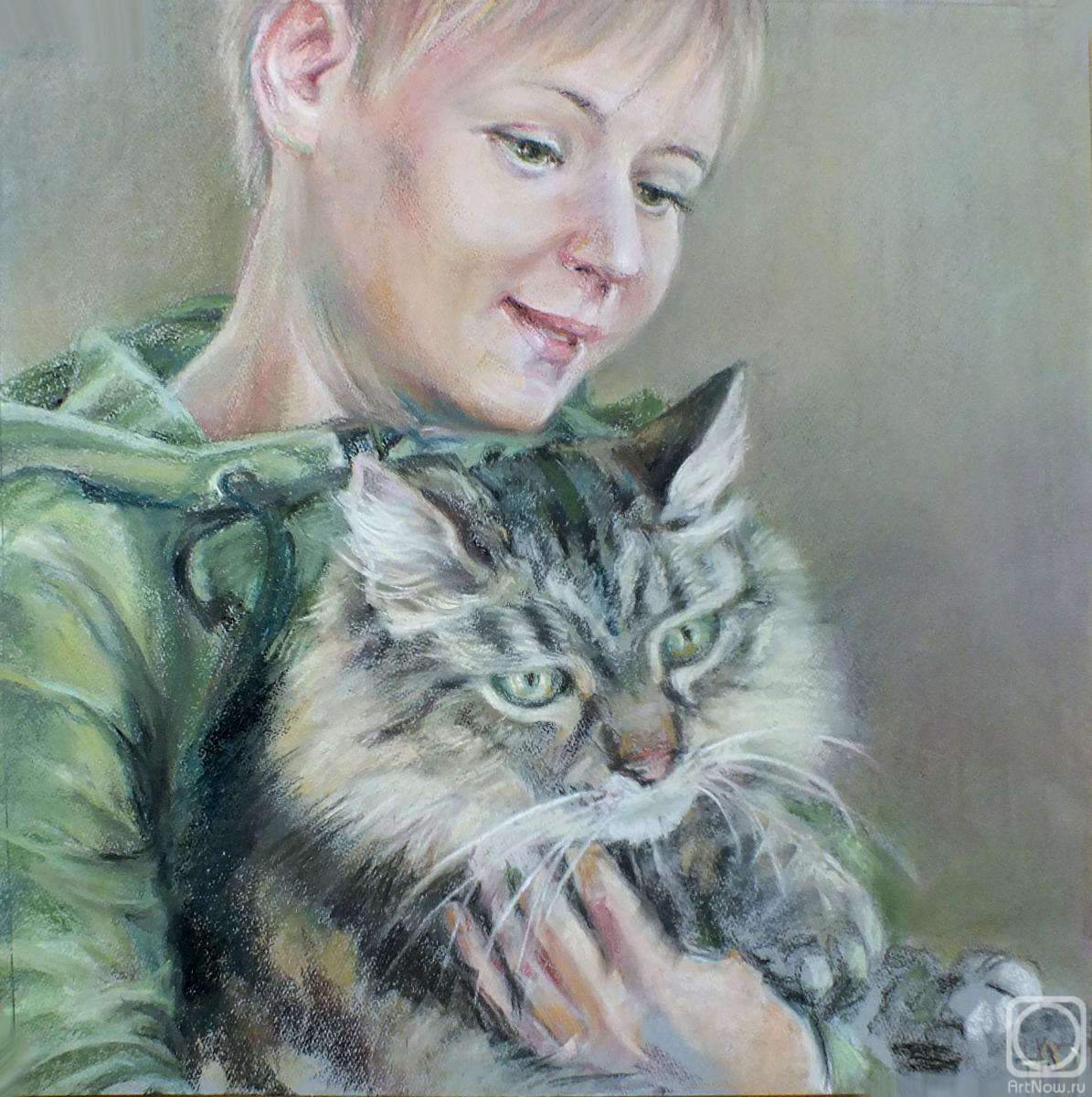 Odnolko Natalia. Girl with a cat