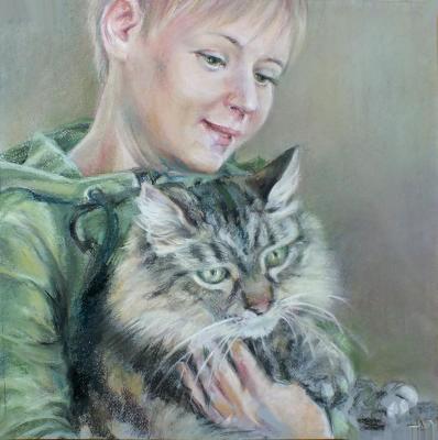 Girl with a cat. Odnolko Natalia