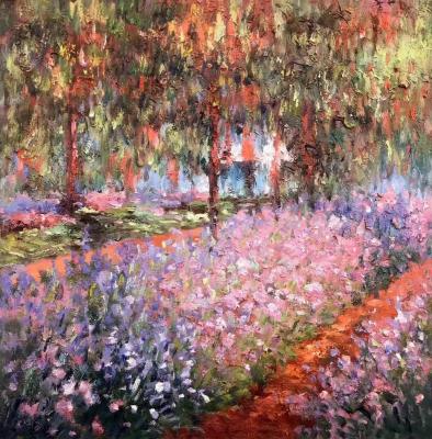 A copy of the painting by Claude Monet. The Artist's Garden in Giverny (Claude Monet S Garden). Kamskij Savelij