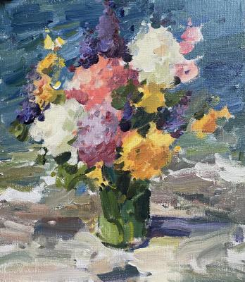 Still life flowers, copy of the painting. Orlova Nina
