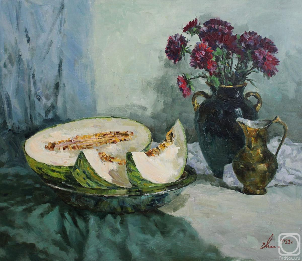 Malykh Evgeny. Still life with the flowers and melon