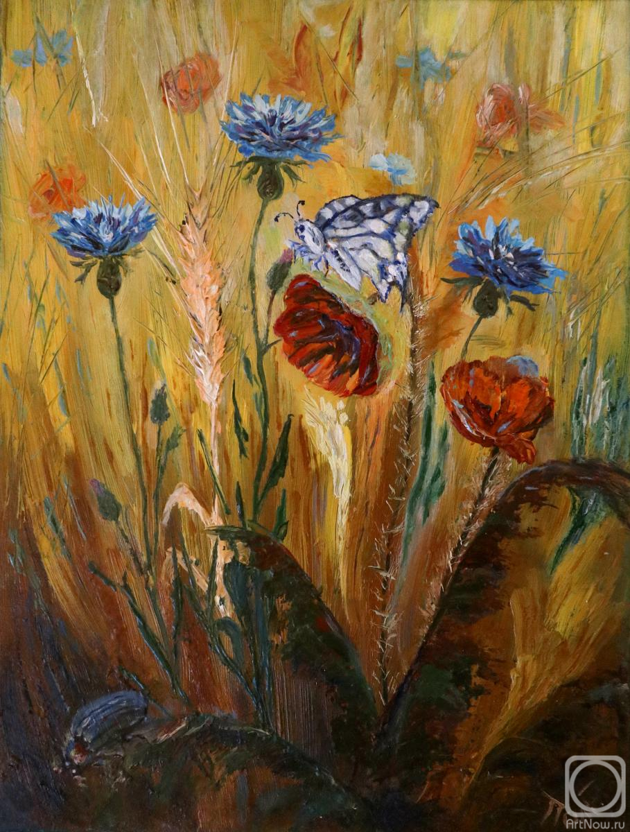 Polischuk Olga. Landscape cornflowers and poppies