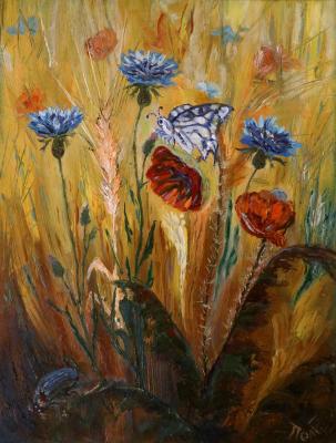 Landscape cornflowers and poppies. Polischuk Olga