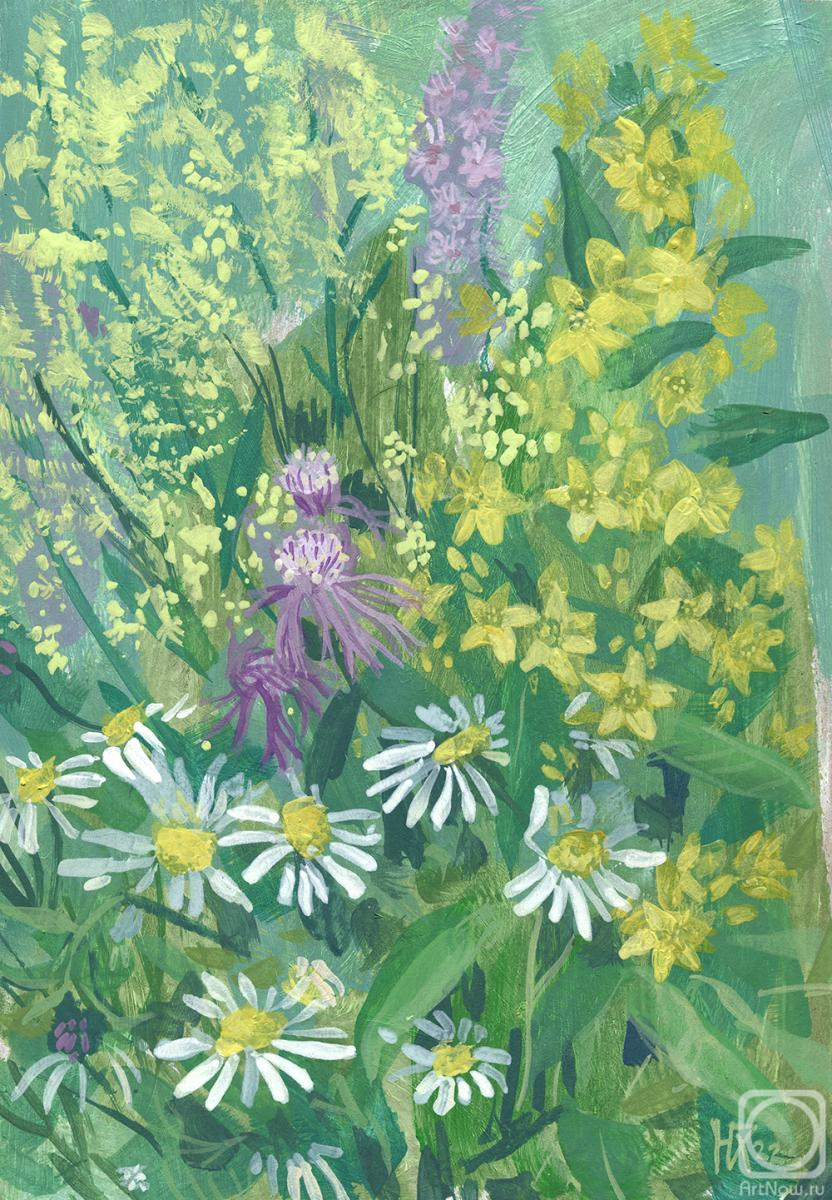 Horoshih Yuliya. Summer Bloom, Wildflowers Floral Art Impressionism