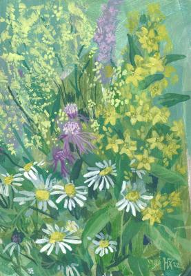 Summer Bloom, Wildflowers Floral Art Impressionism (Daisy Flowers Field). Horoshih Yuliya
