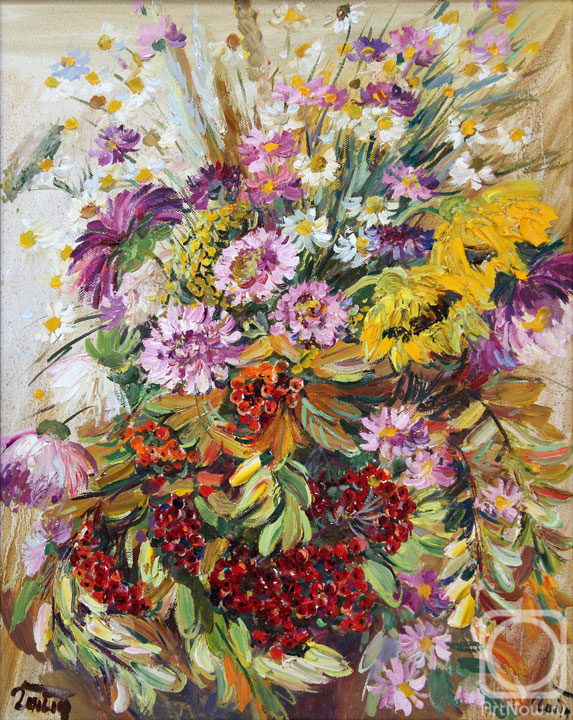 Gaifullina Elena. Still life with viburnum