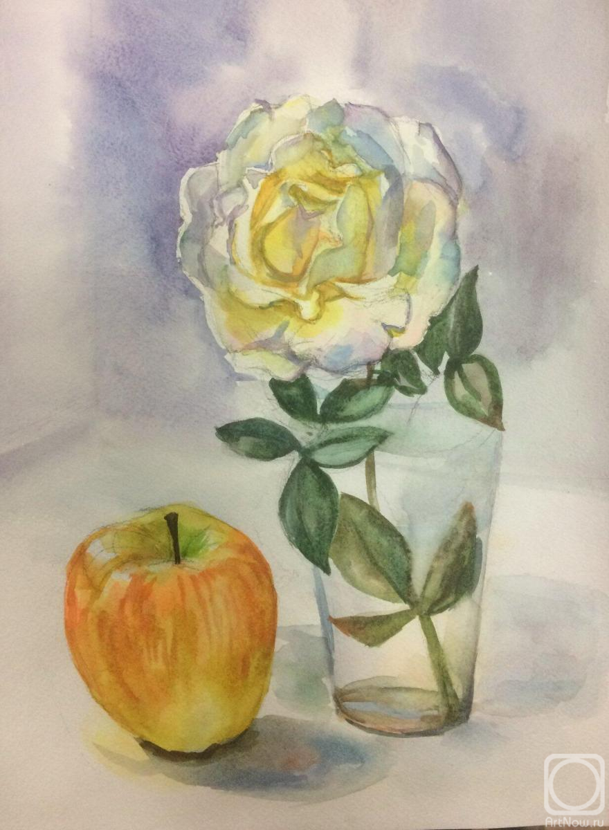 Tsebenko Natalia. Sketch with rose and apple