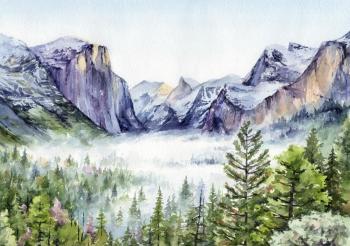 Mountain Landscape America (Painting Snowy Mountains). Shvetsov Dmitriy