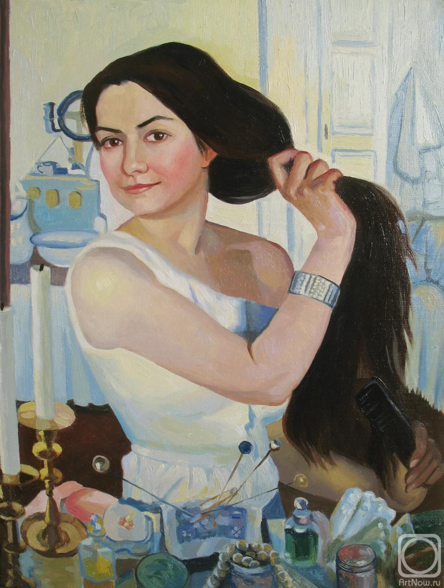 Bikova Yulia. A copy of Serebryakova's painting with the customer's face