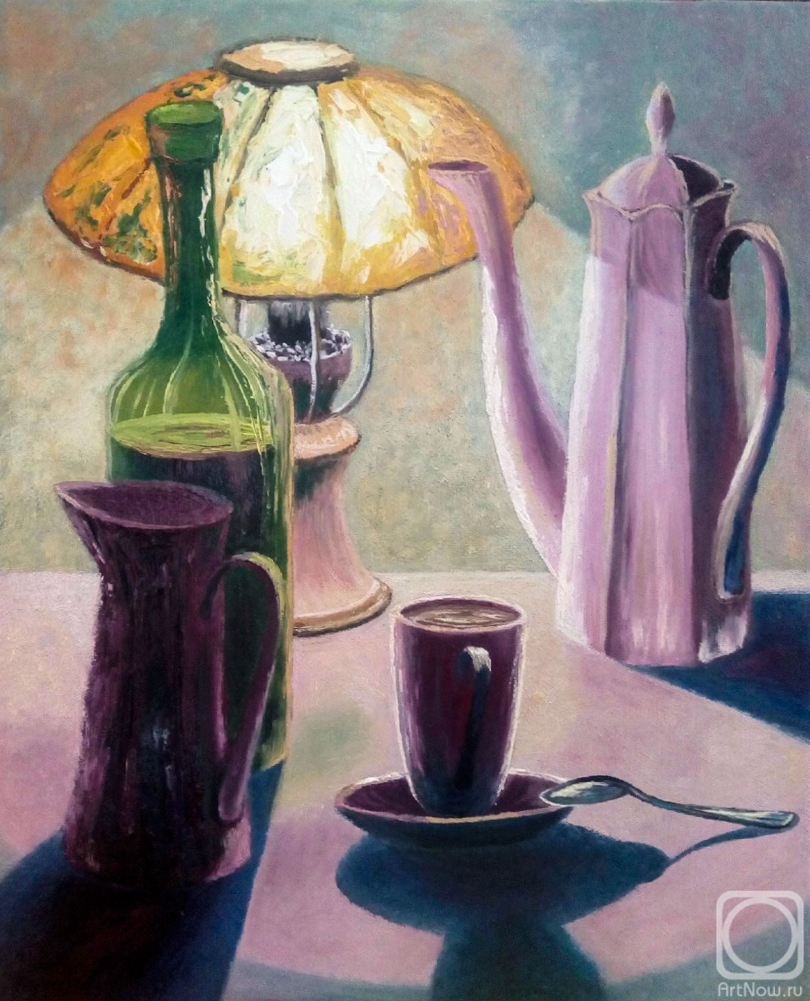 Polischuk Olga. Evening coffee. A picture with a table lamp