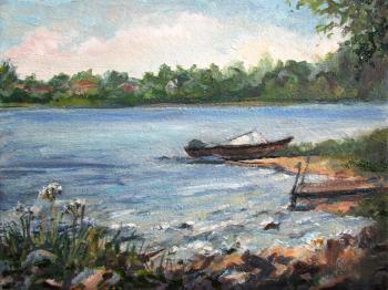 Boat on the river. Serova Aleksandra
