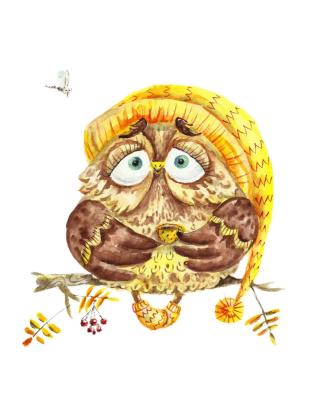Owls don't wake up early (Watercolor Animals). Razina Elena