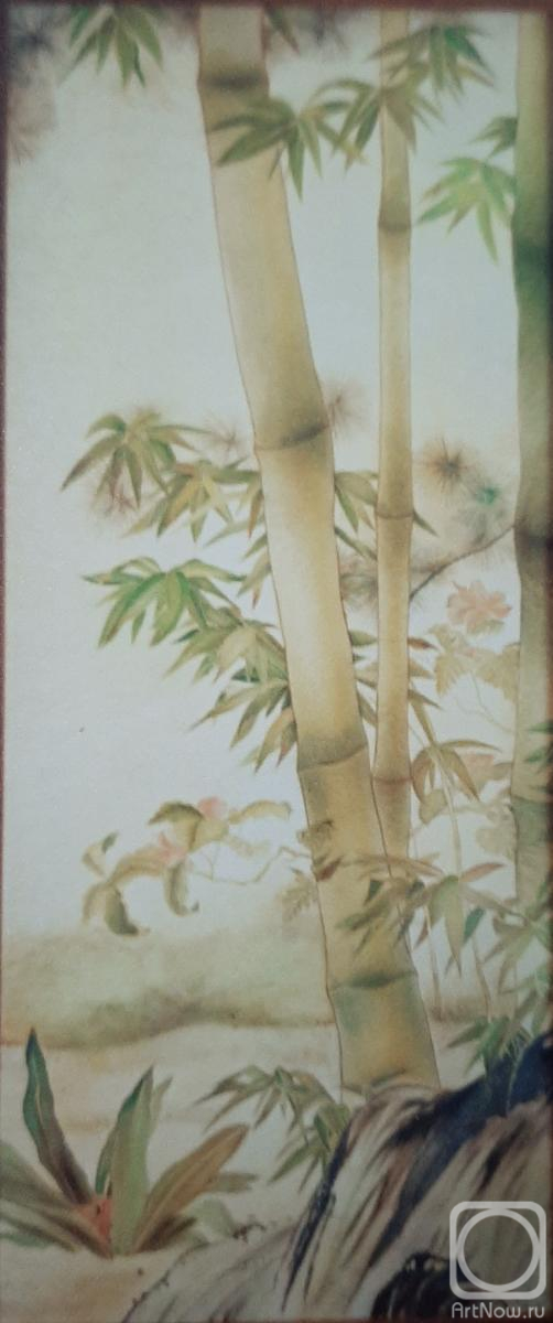 Kuharenko Kristina. Screen: Flowers and birds. "Sumi-E": Sessu Toe - 8 - "Sessu. Painting of screens." Cold batik