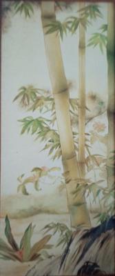 Screen: Flowers and birds. "Sumi-E": Sessu Toe - 8 - "Sessu. Painting of screens." Cold batik