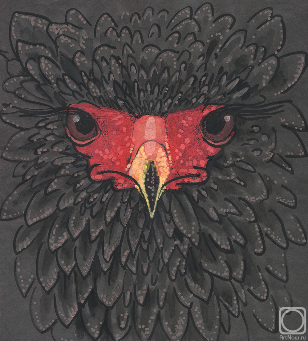 Horoshih Yuliya. Bateleur Eagle African Bird Paper Collage Markers Sketch
