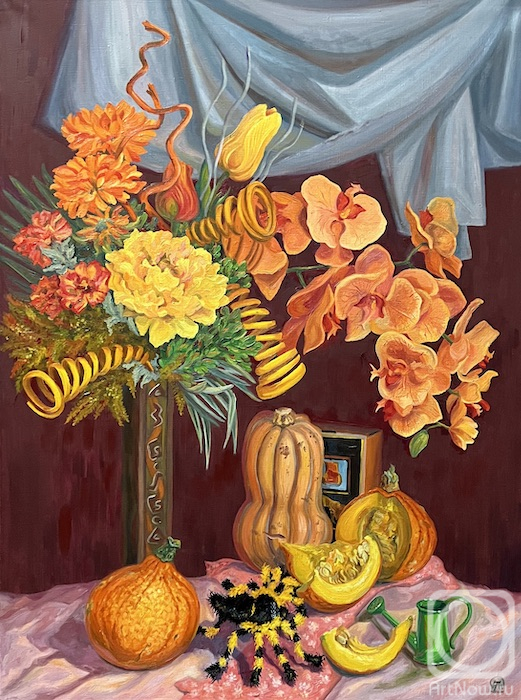 Lukaneva Larissa. Pumpkins and flowers