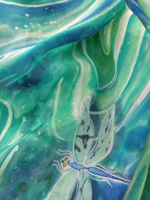 Stole made of natural silk Blue lake (A Green Silk Scarf). Pahomova Viktoriya