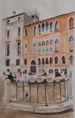Cafe in Venice (Custom Portrait). Zozoulia Maria