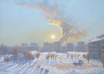 The sun warms the heat and power plant. Fedoseev Konstantin