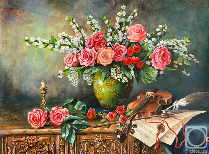 Roenko Tatyana. Floral arrangement with vintage items