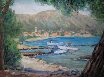 Croatian coast (Wood Painting). Serova Aleksandra