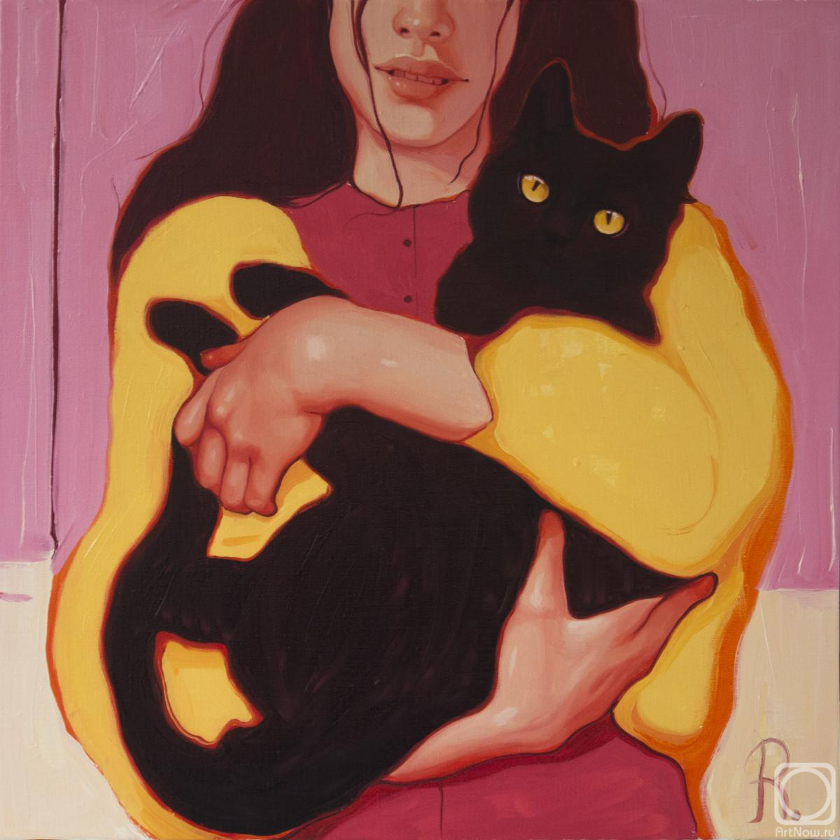 Painting «The girl with black cat» — buy on ArtNow.ru