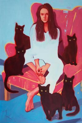 The girl with five black cats. Raskolnikova Polina