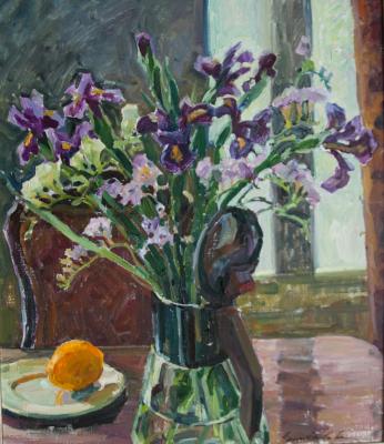 "Irises in a silver jug" (). Remizova Svetlana