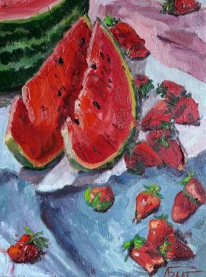 Watermelon and strawberries (Red Fruits). Baltrushevich Elena