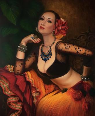 She is a gypsy (Gypsy Costume). Delmar Ellana