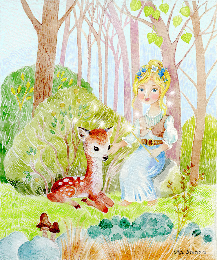 Beketova Olga. Fairy and a fawn