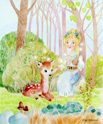 Fairy and a fawn (Trees And Bushes). Beketova Olga