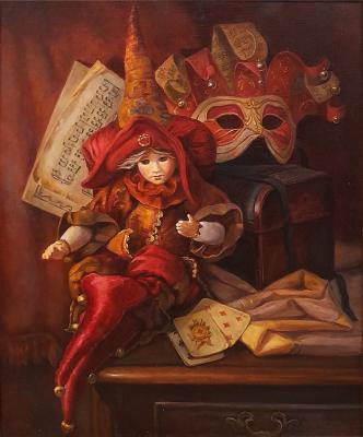 Red Harlequin (1 part of the diptych "Harlequins") (). Shumakova Elena