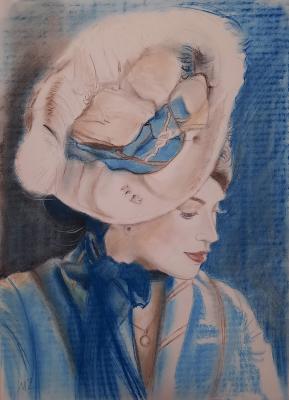 Girl in a hat (Pastel Pencil). Zozoulia Maria