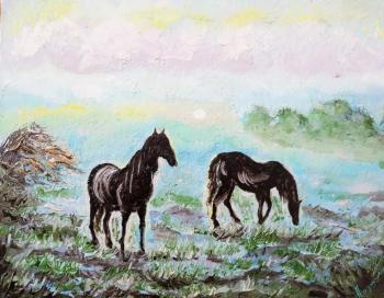 Morning and horses (Oil Painting With Horses). Lazareva Olga