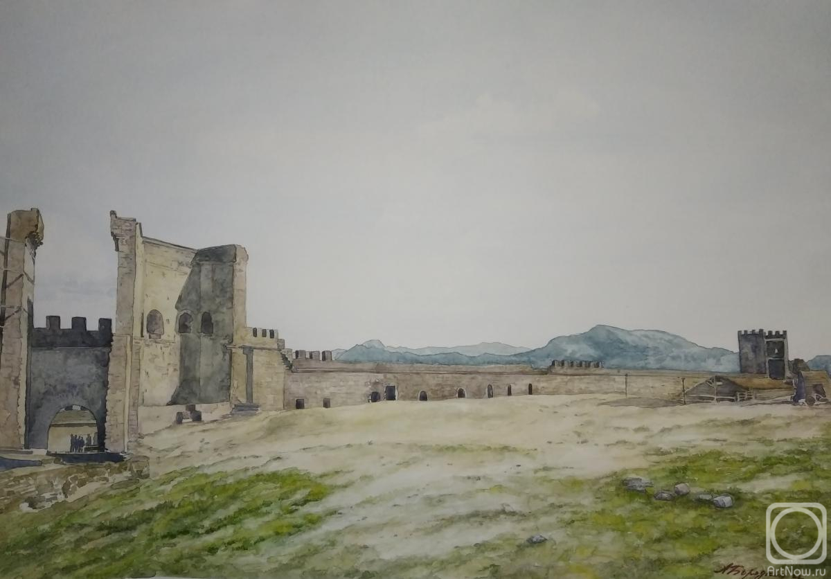 Borodkin Alexey. "Mount Fortress. View of the gates of Batisto di Zoaglio di Andalo, the towers of Bernardo Franco Pagan, Jacobo Torsello and the tower of Pasquale Giudice. Genoese fortress."