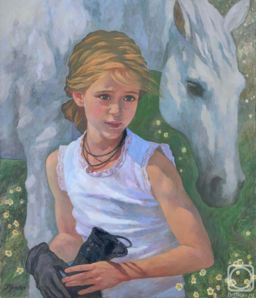 Dumskaya Olga. Girl and white horse