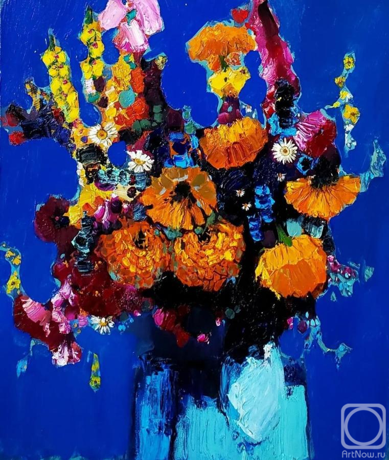 Chatinyan Mger. Bouquet on Blue