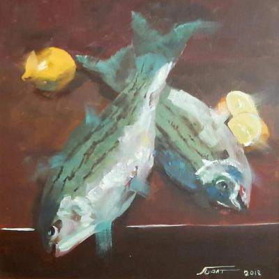 Fish with lemons (Painting For Dining). Baltrushevich Elena