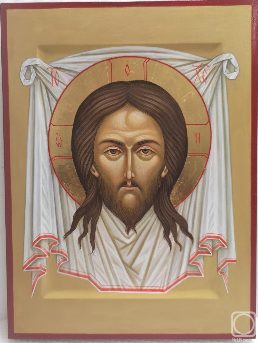 Zhuravleva Tatyana. Icon of Christ Not-Made-By-Hands (painted with egg-tempera) handpainted icon of Jesus Christ