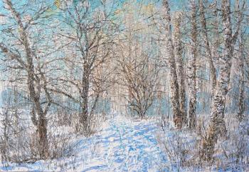 On the first snow (Winter Birch Painting). Smirnov Sergey