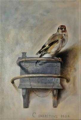 Goldfinch", a copy of the painting by Karl Fabricius. Vershinin Boris