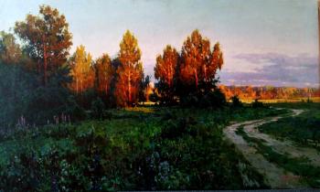 Quiet evening (Clouds Meadow Trees). Fedorov Mihail