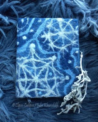 Snowflakes, handbound journal with felted cover