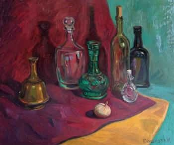 Still life with glass bottles. Glushkova Inna