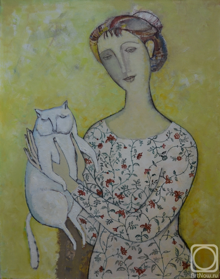 Gorshunova Tatiana. Woman with white cat