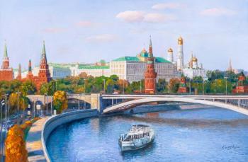 On the quiet banks of Moscow ... View of the Kremlin through the Bolshoy Kamenny Bridge (A City On The Banks Of The River). Kamskij Savelij