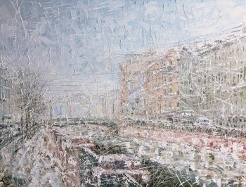Sudden snowfall (Abstract Impasto Painting). Smirnov Sergey