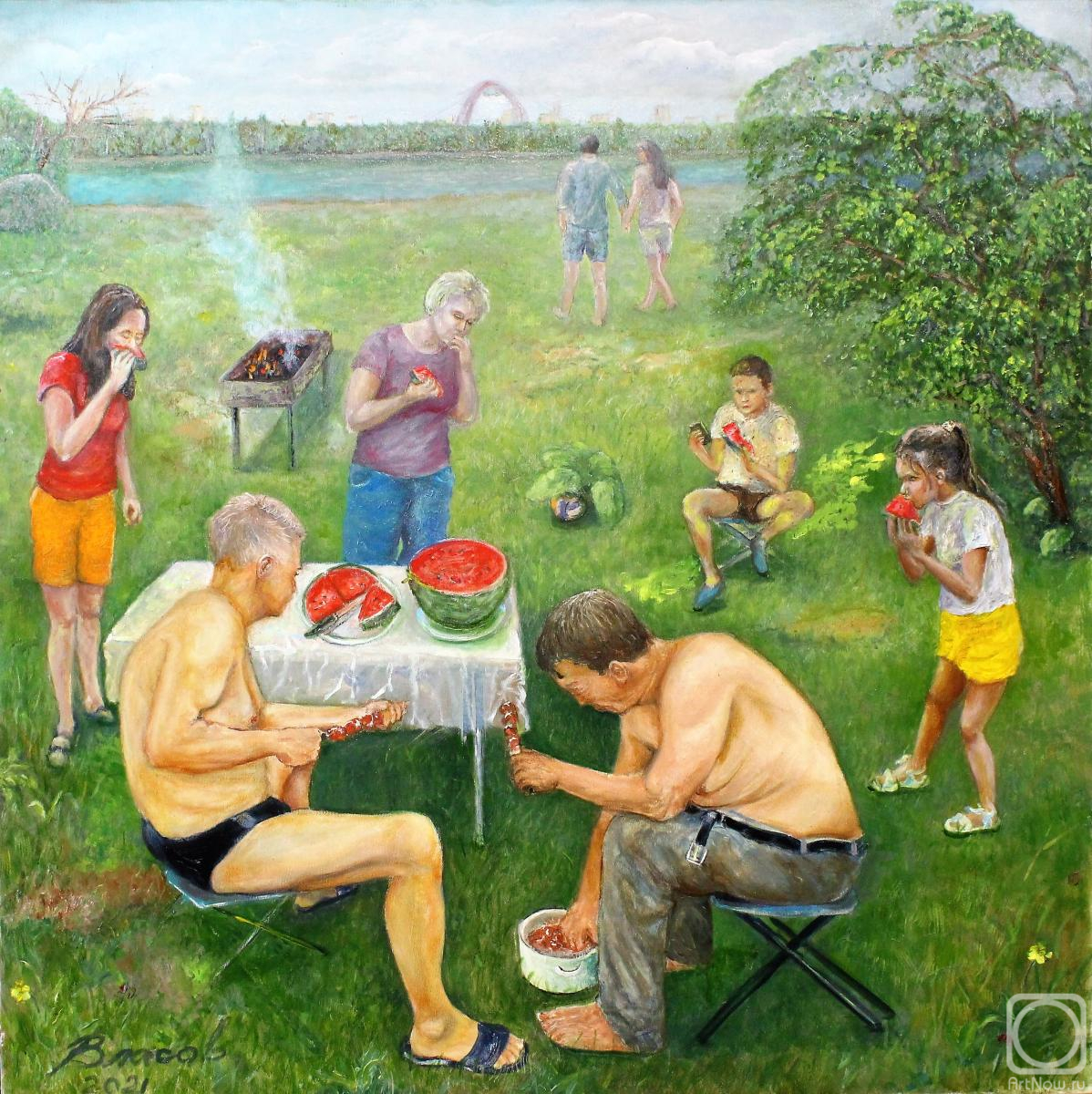 Vlasov Vyacheslav. Picnic in the park of Moscow